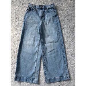 GAP High Rise Wide Leg Crop Jeans Medium Wash Blue Denim Size 4 27R